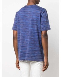 T-shirt à col rond à rayures horizontales bleu marine Missoni