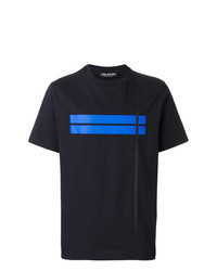 T-shirt à col rond à rayures horizontales bleu marine Neil Barrett