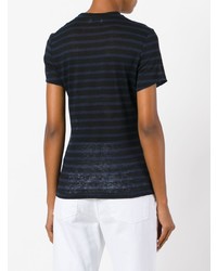 T-shirt à col rond à rayures horizontales bleu marine Frame Denim