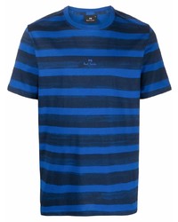 T-shirt à col rond à rayures horizontales bleu marine PS Paul Smith