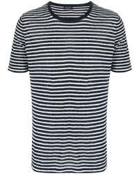 T-shirt à col rond à rayures horizontales bleu marine Roberto Collina