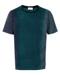 T-shirt à col rond à rayures horizontales bleu marine Saint Laurent