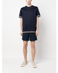 T-shirt à col rond à rayures horizontales bleu marine Paul Smith