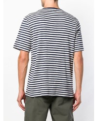 T-shirt à col rond à rayures horizontales bleu marine Folk