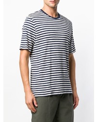 T-shirt à col rond à rayures horizontales bleu marine Folk