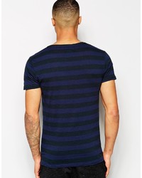 T-shirt à col rond à rayures horizontales bleu marine Junk De Luxe