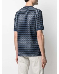 T-shirt à col rond à rayures horizontales bleu marine Giorgio Armani