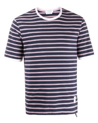 T-shirt à col rond à rayures horizontales bleu marine Thom Browne
