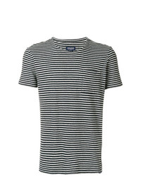 T-shirt à col rond à rayures horizontales bleu marine Woolrich