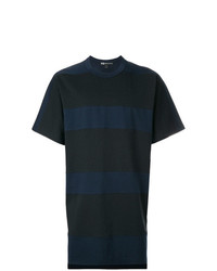 T-shirt à col rond à rayures horizontales bleu marine Y-3