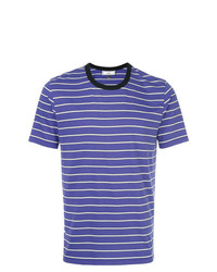 T-shirt à col rond à rayures horizontales bleu AMI Alexandre Mattiussi