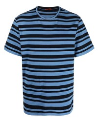 T-shirt à col rond à rayures horizontales bleu Barena