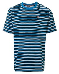 T-shirt à col rond à rayures horizontales bleu Fila