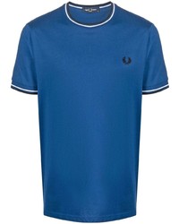 T-shirt à col rond à rayures horizontales bleu Fred Perry