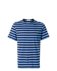 T-shirt à col rond à rayures horizontales bleu Golden Goose Deluxe Brand