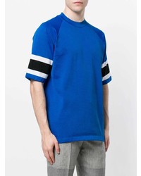 T-shirt à col rond à rayures horizontales bleu AMI Alexandre Mattiussi
