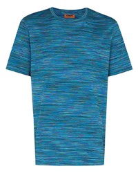 T-shirt à col rond à rayures horizontales bleu Missoni