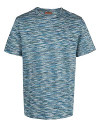 T-shirt à col rond à rayures horizontales bleu Missoni