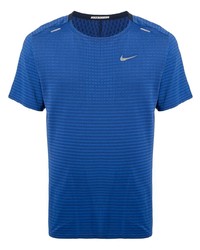 T-shirt à col rond à rayures horizontales bleu Nike