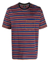 T-shirt à col rond à rayures horizontales bleu PS Paul Smith