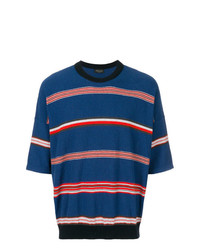 T-shirt à col rond à rayures horizontales bleu Roberto Collina