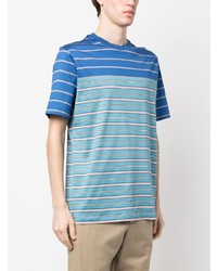 T-shirt à col rond à rayures horizontales bleu Paul Smith