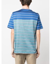 T-shirt à col rond à rayures horizontales bleu Paul Smith