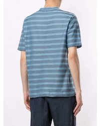 T-shirt à col rond à rayures horizontales bleu Giorgio Armani