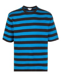 T-shirt à col rond à rayures horizontales bleu Sunnei