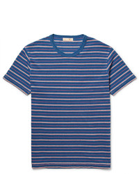T-shirt à col rond à rayures horizontales bleu