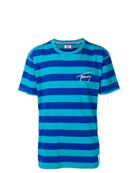 T-shirt à col rond à rayures horizontales bleu Tommy Jeans