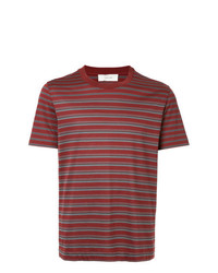 T-shirt à col rond à rayures horizontales bordeaux Cerruti 1881