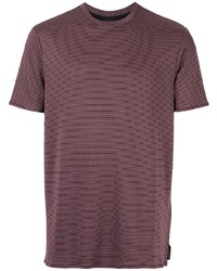 T-shirt à col rond à rayures horizontales bordeaux Emporio Armani