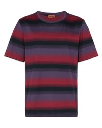 T-shirt à col rond à rayures horizontales bordeaux Missoni