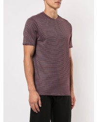 T-shirt à col rond à rayures horizontales bordeaux Emporio Armani