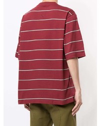 T-shirt à col rond à rayures horizontales bordeaux Kenzo