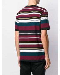 T-shirt à col rond à rayures horizontales bordeaux Carhartt WIP