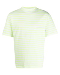 T-shirt à col rond à rayures horizontales chartreuse