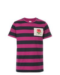 T-shirt à col rond à rayures horizontales fuchsia Kent & Curwen