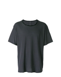 T-shirt à col rond à rayures horizontales gris foncé Attachment