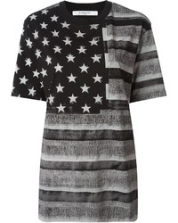 T-shirt à col rond à rayures horizontales gris foncé Givenchy