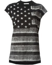 T-shirt à col rond à rayures horizontales gris foncé Givenchy