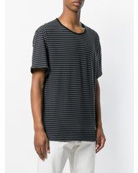 T-shirt à col rond à rayures horizontales gris foncé Attachment