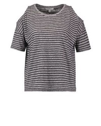 T-shirt à col rond à rayures horizontales gris foncé Mavi