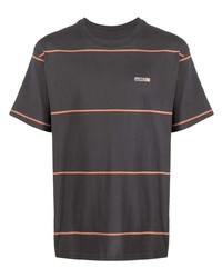 T-shirt à col rond à rayures horizontales gris foncé Nike