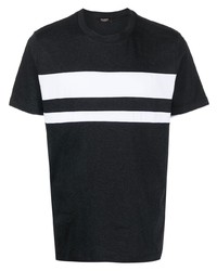 T-shirt à col rond à rayures horizontales gris foncé Peserico