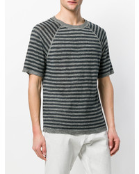 T-shirt à col rond à rayures horizontales gris foncé Barena