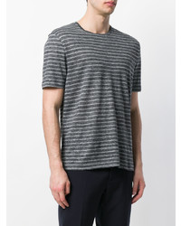 T-shirt à col rond à rayures horizontales gris foncé Z Zegna