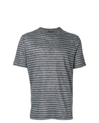 T-shirt à col rond à rayures horizontales gris foncé Z Zegna