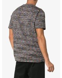 T-shirt à col rond à rayures horizontales gris foncé Missoni